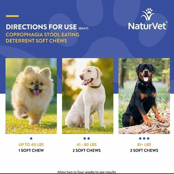 NaturVet Coprophagia Stool Eating Deterrent plus Breath Aid Soft Chews for Dogs