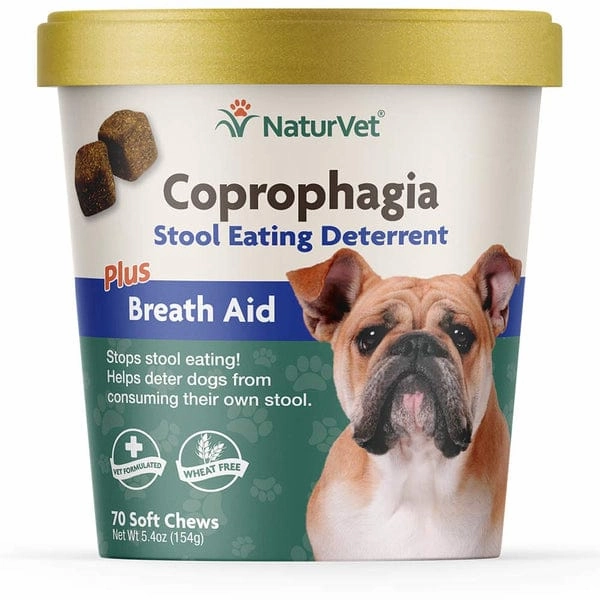 NaturVet Coprophagia Stool Eating Deterrent plus Breath Aid Soft Chews for Dogs