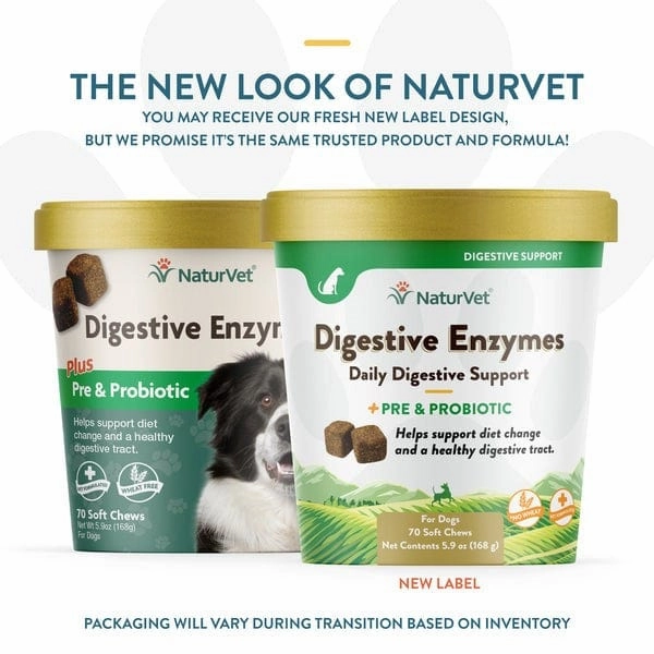 NaturVet Digestive Enzymes Plus Prebiotics & Probiotics Soft Chews for Dogs