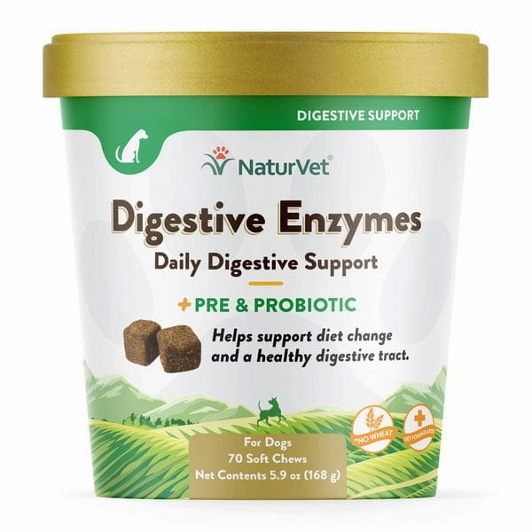NaturVet Digestive Enzymes Plus Prebiotics & Probiotics Soft Chews for Dogs