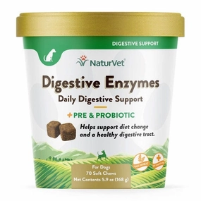 NaturVet Digestive Enzymes Plus Prebiotics & Probiotics Soft Chews for Dogs
