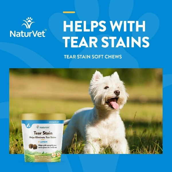 NaturVet Tear Stain Supplement with Lutein Soft Chews For Dogs & Cats