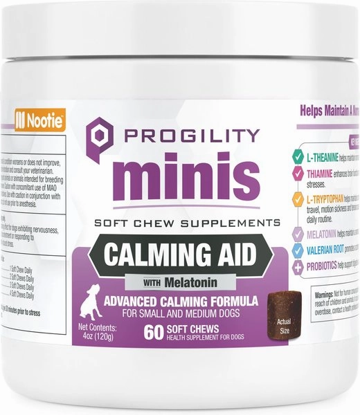 Nootie Progility Minis Calming Aid with Melatonin Soft Chew Supplement for Dogs