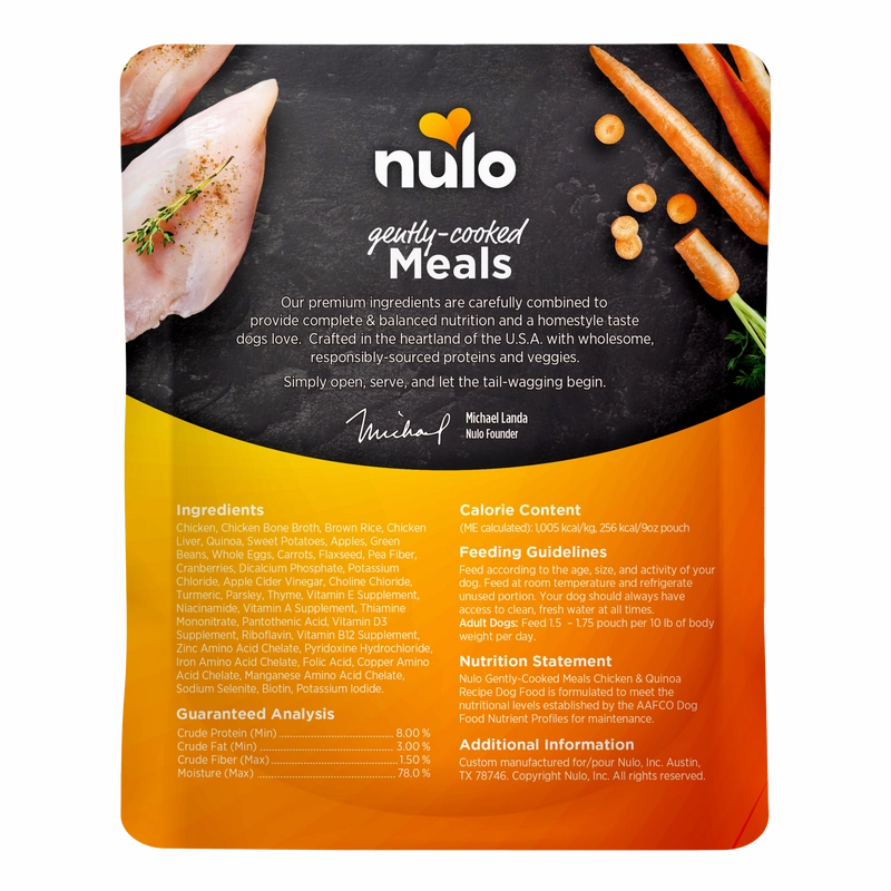 Nulo Gently-Cooked Meals Chicken & Quinoa Recipe Wet Dog Food Pouch