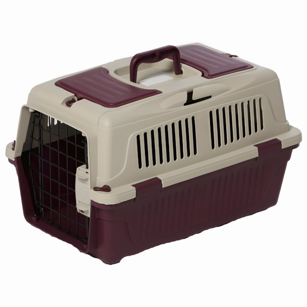 NutraPet Closed Top Carrier Box for Dogs and Cats (Dark Red)