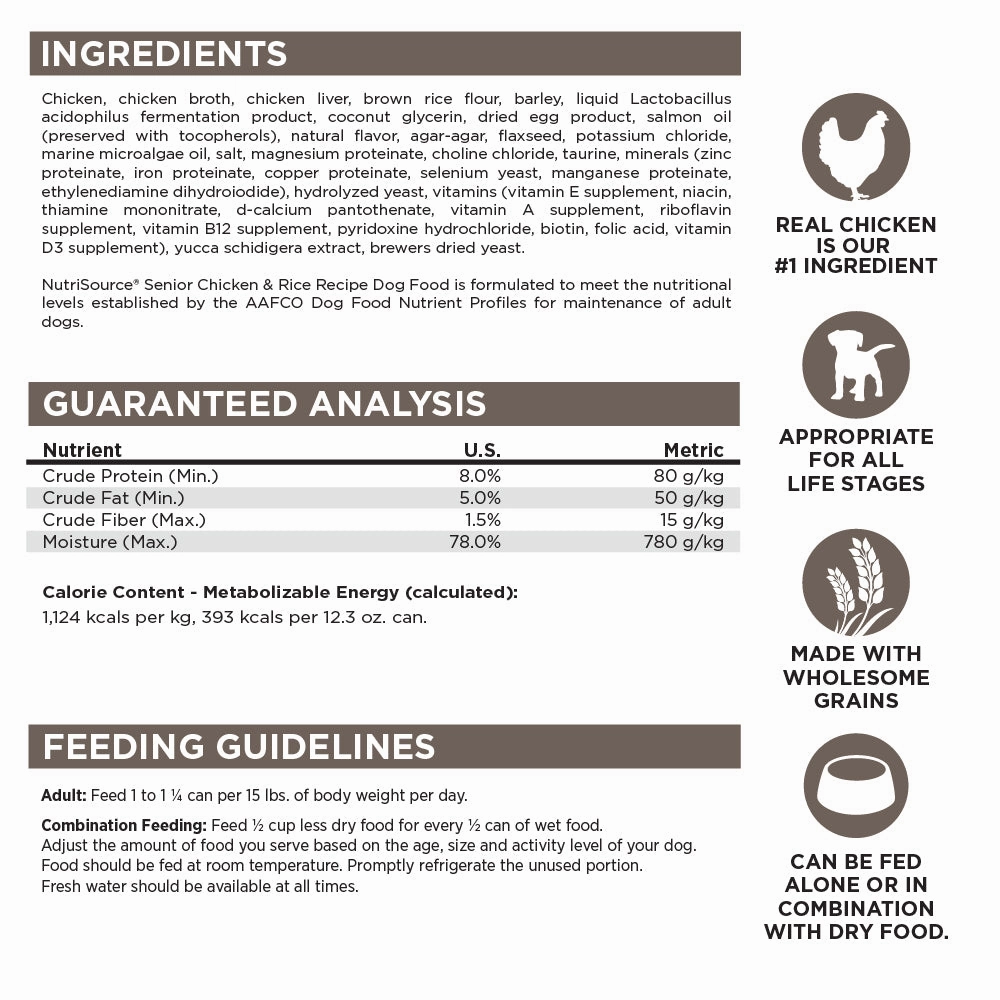 NutriSource Senior Chicken & Rice Canned Dog Food