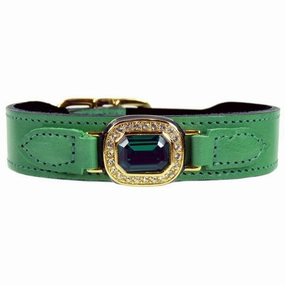 Octagon Collection Dog Collar Emerald/Emerald/Gold