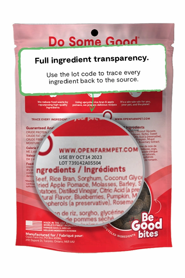 Open Farm Grass-Fed Beef Be Good Bites Soft and Chewy Dog Treats