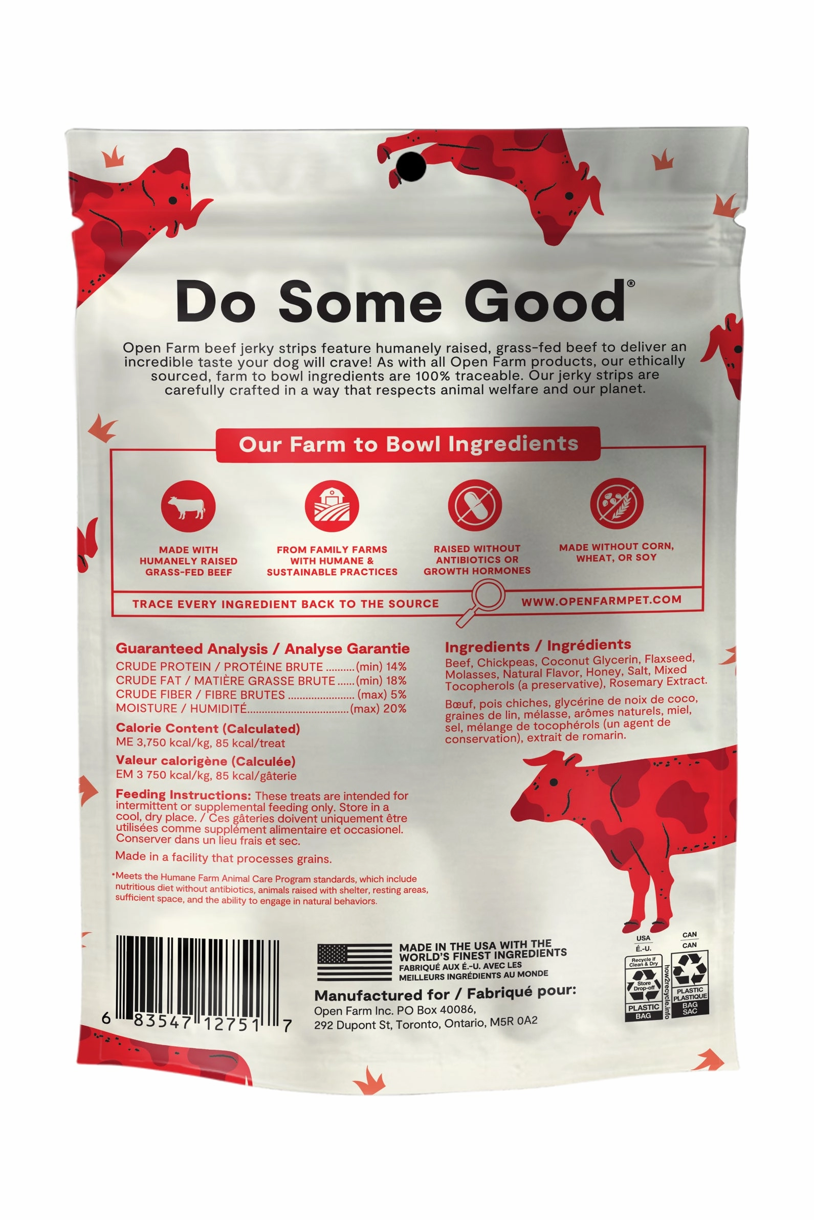 Open Farm Grass-Fed Beef Jerky Strips Dog Treats