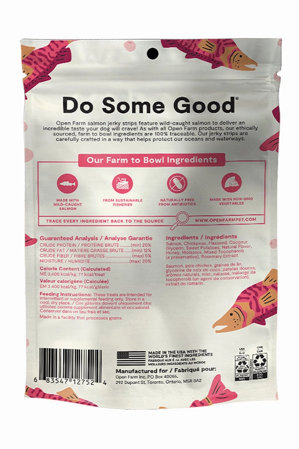 Open Farm Wild-Caught Salmon Jerky Strips Dog Treats