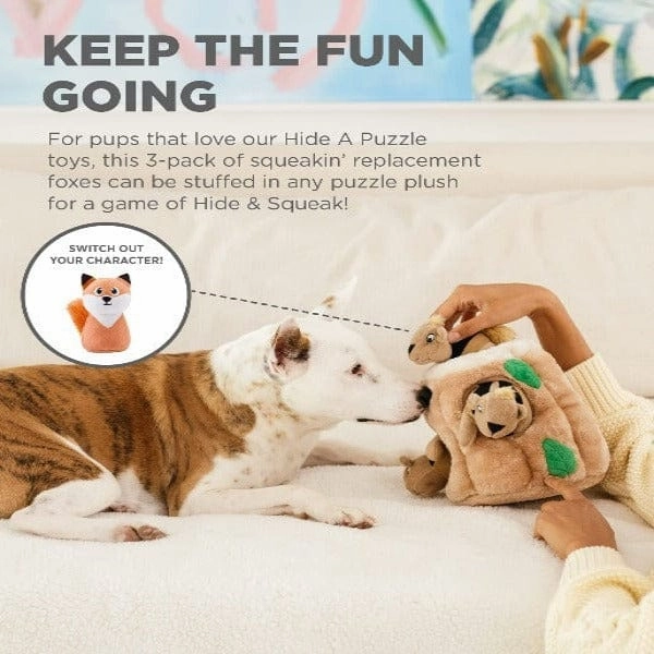 Outward Hound Squeakin' Squirrels Plush Dog Toys; 3 Pack