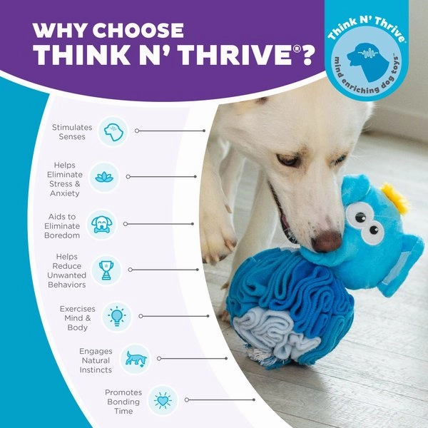 Outward Hound Stuff N' Snuffle Squeaky Plush Elephant Snuffle Ball Puzzle Toy for Dogs