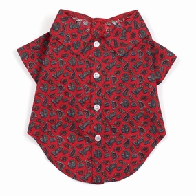 Paisley Red Dog Shirt Small