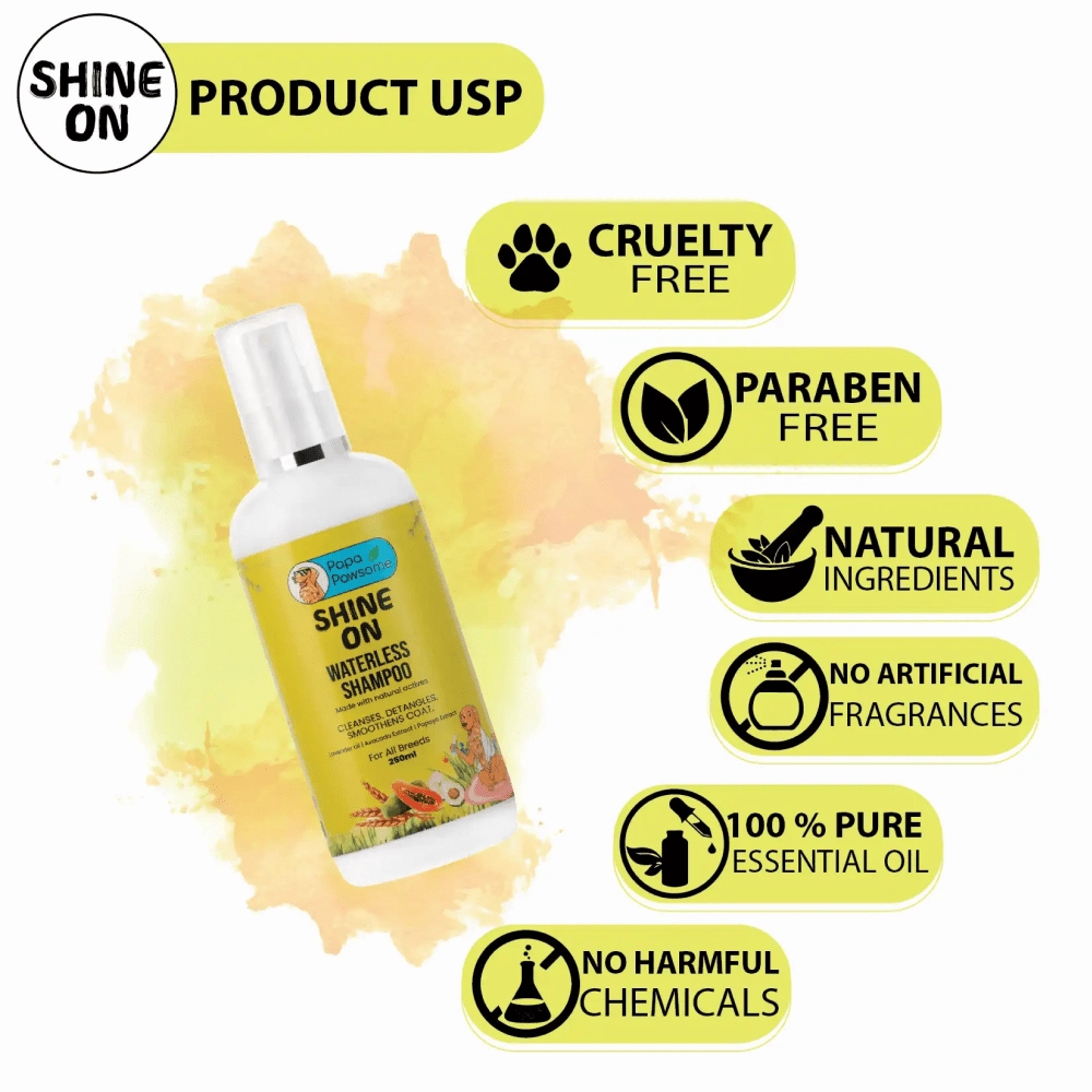 Papa Pawsome Shine On Waterless Shampoo and Braided Rope Ball for Dogs
