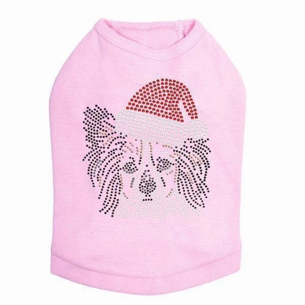 Papillon Santa Rhinestone Dog Tank