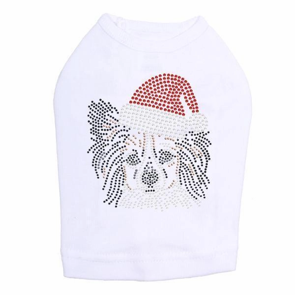 Papillon Santa Rhinestone Dog Tank