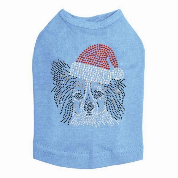 Papillon Santa Rhinestone Dog Tank