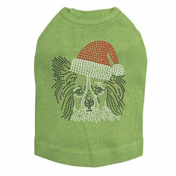 Papillon Santa Rhinestone Dog Tank