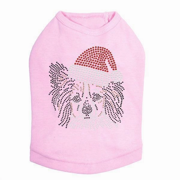 Papillon Santa Rhinestone Dog Tank