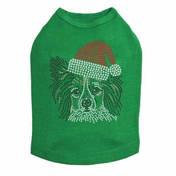 Papillon Santa Rhinestone Dog Tank