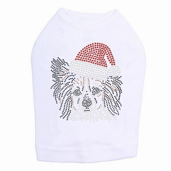 Papillon Santa Rhinestone Dog Tank