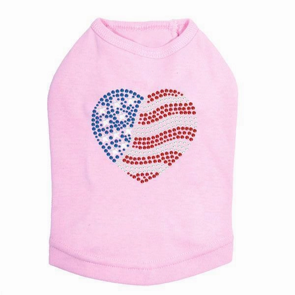 Patriotic Heart #2 Rhinestone Dog Tank