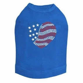 Patriotic Heart #2 Rhinestone Dog Tank
