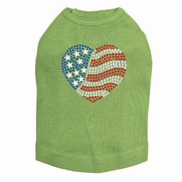 Patriotic Heart #2 Rhinestone Dog Tank