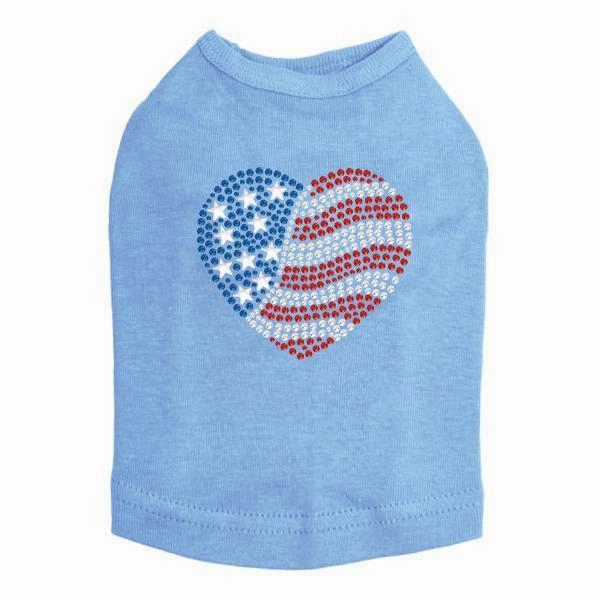 Patriotic Heart #2 Rhinestone Dog Tank
