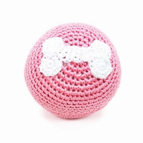 Pawer Squeaky Bone Ball Pink Dog Toy