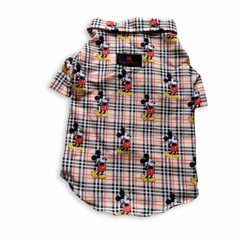 Pawgypets Mickey Check Shirt for Dogs (Beige)