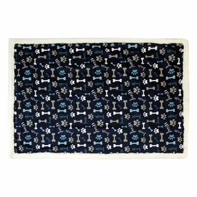 Pawpourri Printed Navy Bone, Paw and Woof Blanket for Dogs and Cats