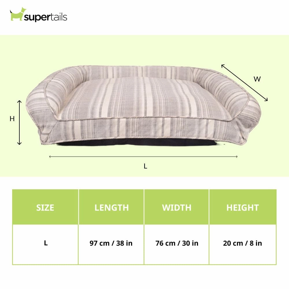 Pawpourri Vintage Sofa Striped Bed for Dogs and Cats (Grey)