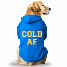 Pawsindia Cold AF Hoodie for Dogs (Blue)