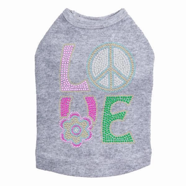 Peace And Love Rhinestone Dog Tank