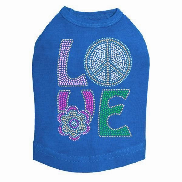 Peace And Love Rhinestone Dog Tank