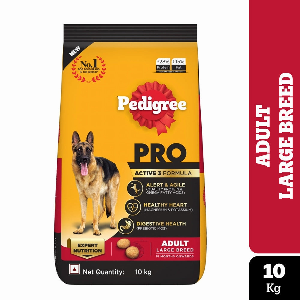 Pedigree PRO Active Adult Large Breed Dry Food, Pedigree Chicken Liver Gravy Adult Dog Wet Food Combo