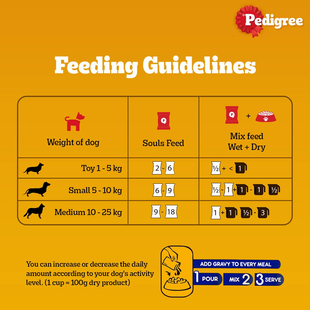 Pedigree PRO Expert Nutrition Active Adult (18 Months Onwards) Large Breed and Chicken and Liver Chunks in Gravy Wet Adult Dog Food Combo