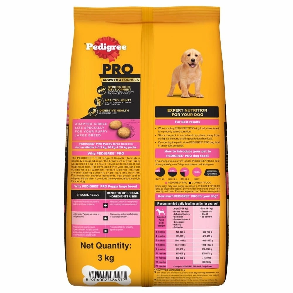 Pedigree PRO Expert Nutrition for Large Breed Puppy (3 to 18 Months) Dry Food and Pedigree Chicken & Liver Chunks in Gravy Puppy Wet Food Combo for Dogs