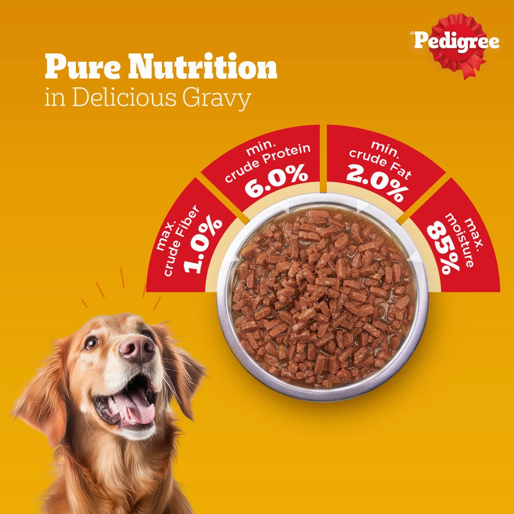 Pedigree PRO Large Breed Puppy Dry Food, Pedigree Chicken Liver Gravy Adult Dog Wet Food Combo