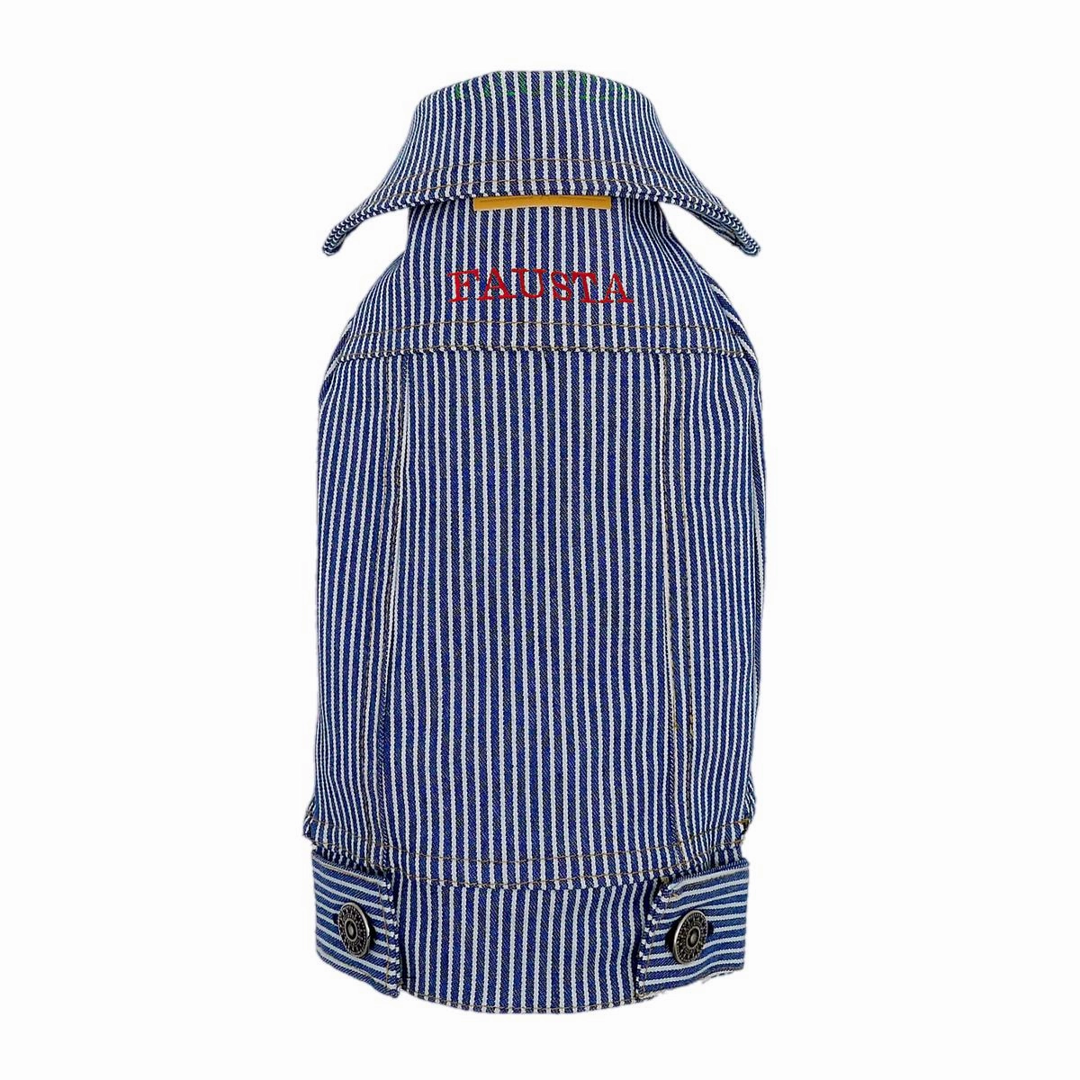 Personalized Bespoke Striped Denim Trucker Dog Coat