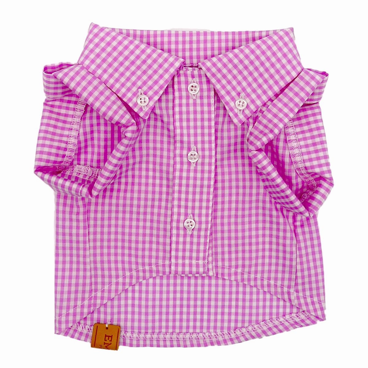 Personalized Checked Button Down Dog Shirt