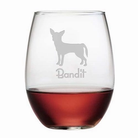 Personalized Chihuahua Stemless Wine Glasses, Set Of 4