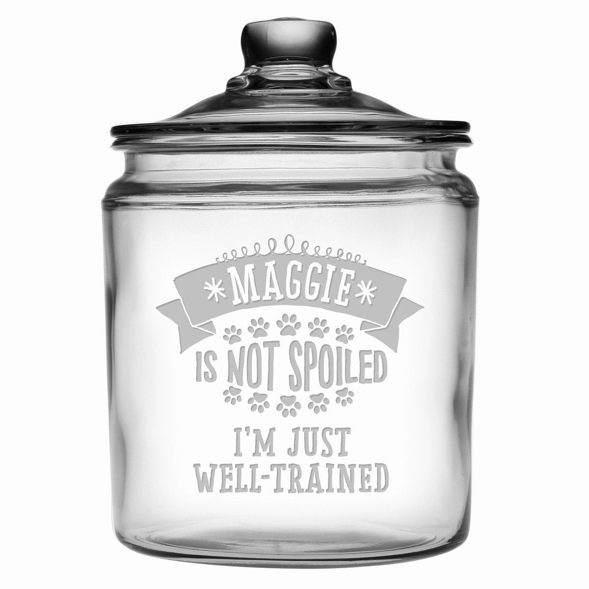 Personalized Not Spoiled Glass Dog Treat Jar