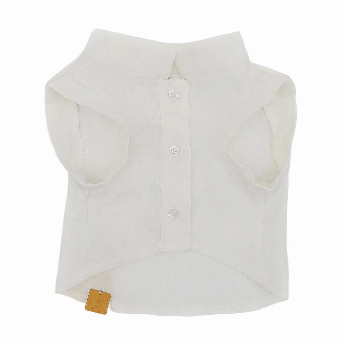 Personalized White Linen Button Down Dog Shirt