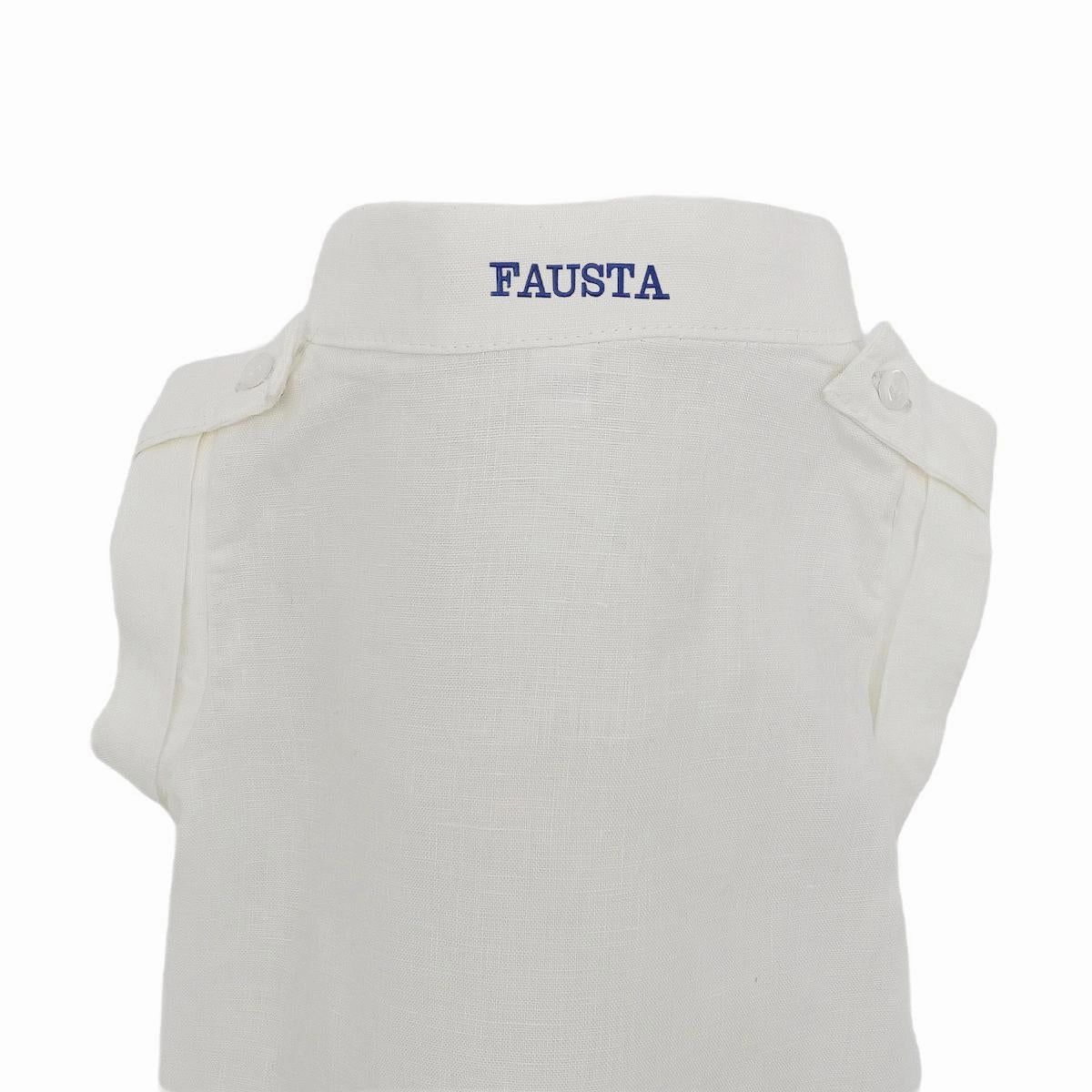Personalized White Linen Button Down Dog Shirt