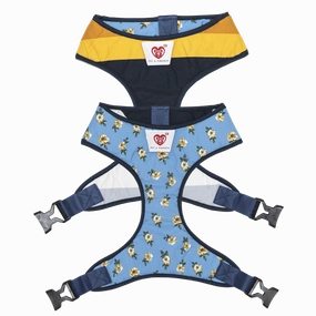 Pet And Parents Blue Flowers and Stripes Reversible Harness for Dogs
