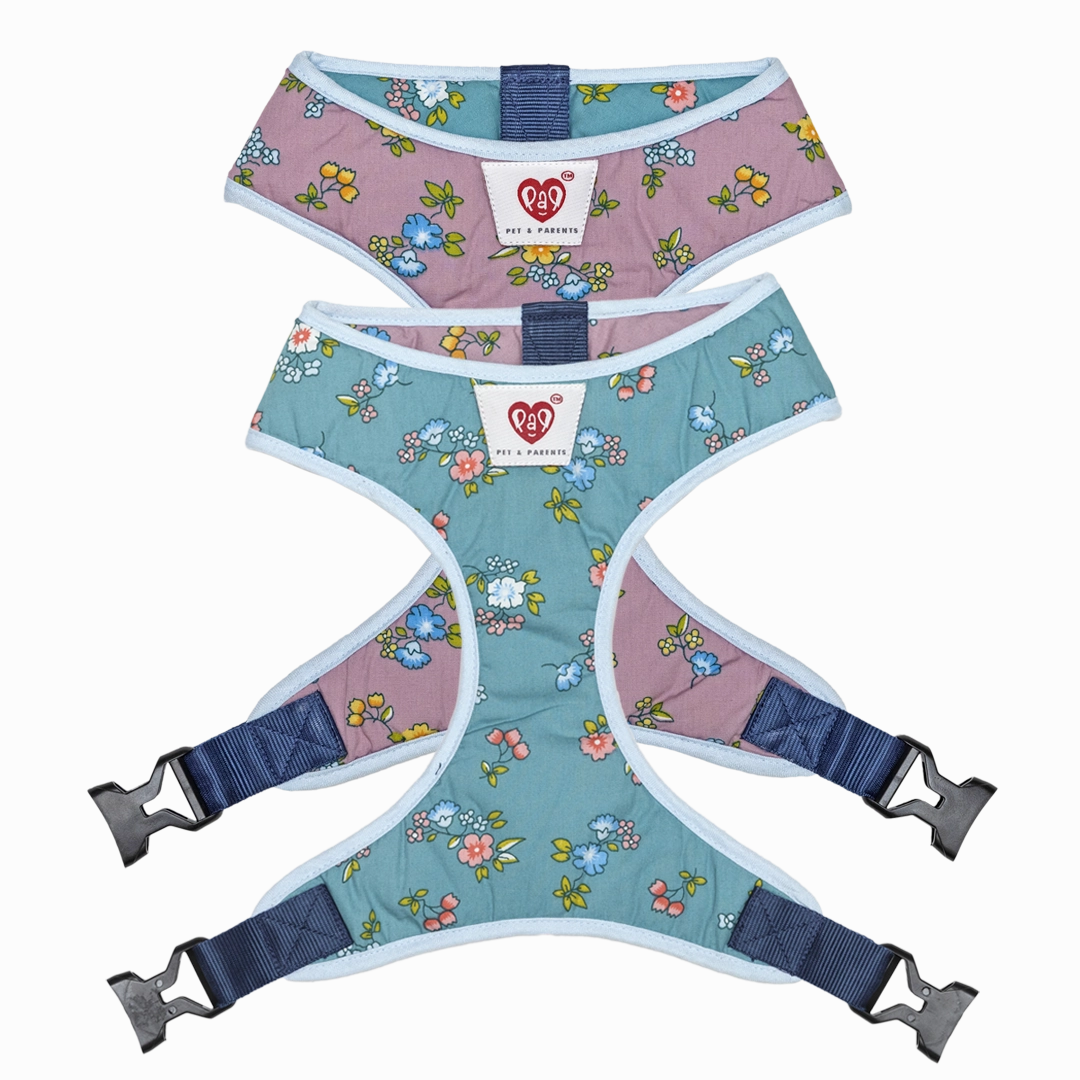 Pet And Parents Dainty Floral Reversible Harness for Dogs