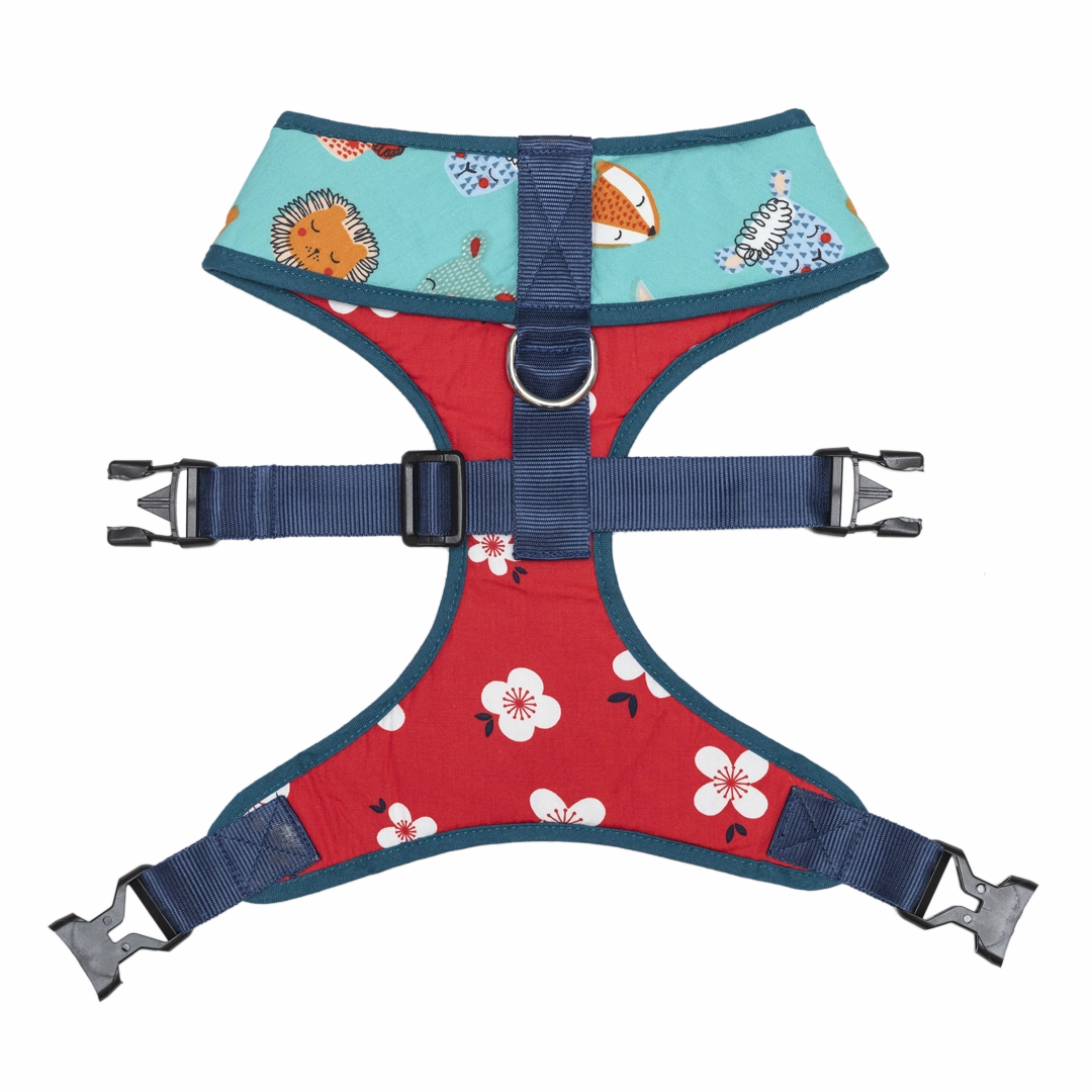 Pet And Parents Floral Cartoon Reversible Harness for Dogs
