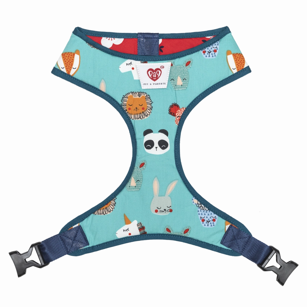 Pet And Parents Floral Cartoon Reversible Harness for Dogs